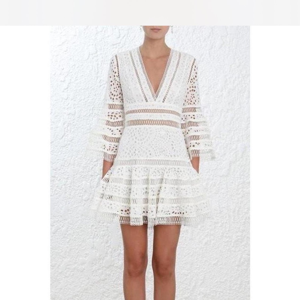 Zimmermann White Embroidered Dress
